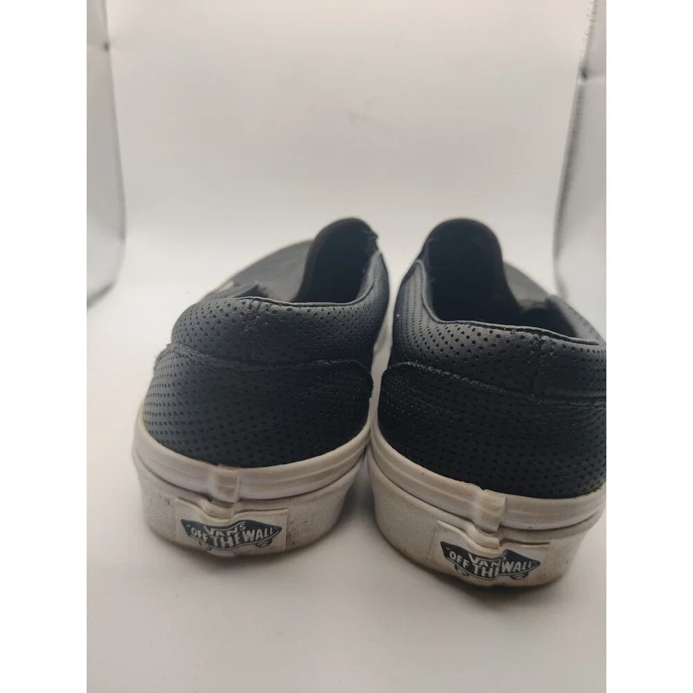 VANS Off The Wall Womens Leather Loafers Size 7 Black and White